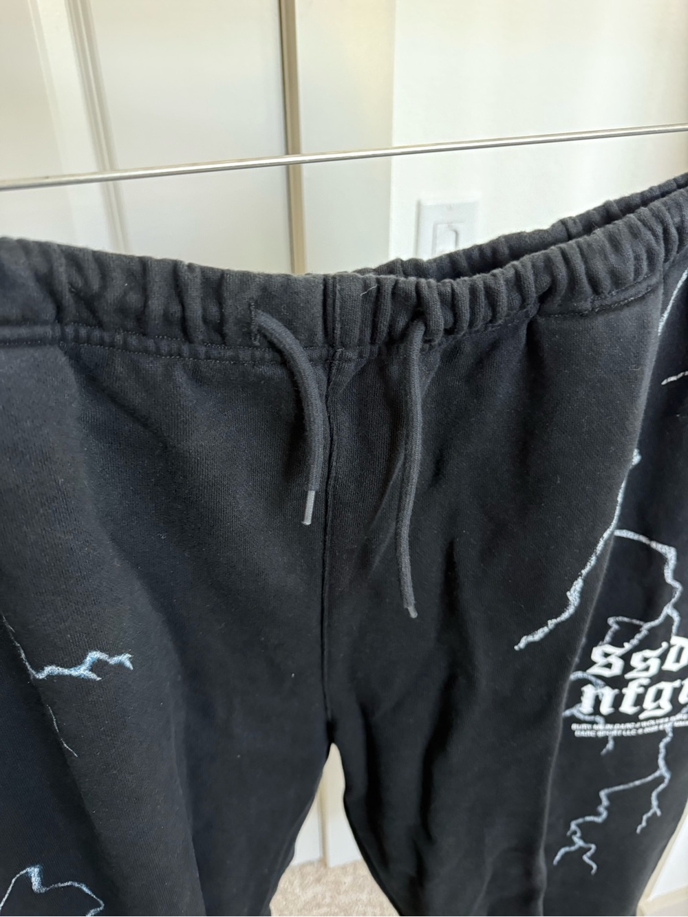 Darc Sport Black Sweatpants with White Lightning Graphics - Picture 3 of 5